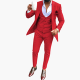 Men's Suit Set with Vest and Breathable Blazer