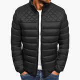 Men's Quilted Jacket with High Collar and Zipper