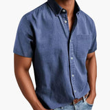Men's Short Sleeve Shirt with Chest Pocket for Spring and Summer