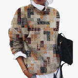 Women's pullover with round neckline and geometric pattern