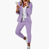 Women’s Lounge Set with Blazer and Drawstring Joggers