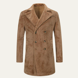 The Fairchild Men's Warm Brown Double Breasted Plush Winter Coat