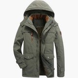 Men's Parka Jacket with Adjustable Hood and Fleece Lining