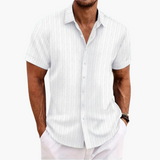 Men's Short Sleeve Striped Shirt – Button-Up for Summer
