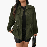 Women's Cord Jacket with Waist Drawstring
