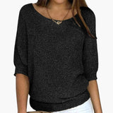 Women’s Pullover Sweater with Wide Neckline and Half Sleeves