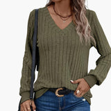 Women's V-Neck Sweater with Long Sleeves