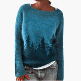 Women's pullover with round neckline and patterned surface