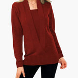 Women's Sweater with Deep V-Neck and Long Sleeves
