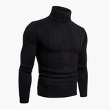 Men's Pullover with Turtleneck and Cable Knit Pattern