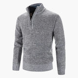 Men's pullover with half-zip and textured surface, warm