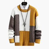 Men's Sweater with Round Neck and Cable Pattern