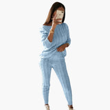 Women's Knitting Set with Long Sleeves and Elastic Waistband
