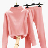 Women's Fleece Set with Long Sleeves and Elastic Waistband