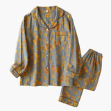 Women's Fleece Pajama Set with Bear Motif and Elastic Waistband