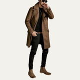 The Ancona Men’s Double Breasted Wool Trench Coat with Pockets