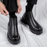 The Cagliari Men’s British Style Platform Leather Ankle Chelsea Boots
