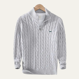 The Stratford Men’s Warm Quarter Zip Knit Cable Sweater