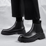 The Cagliari Men’s British Style Platform Leather Ankle Chelsea Boots