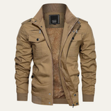 The Macerata Men’s Thermal Military Style Zip-Up Fleece Lined Jacket