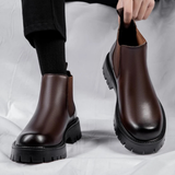The Cagliari Men’s British Style Platform Leather Ankle Chelsea Boots