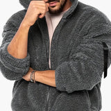 Men's Teddy Jacket with Zipper and Long Sleeves