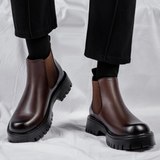 The Cagliari Men’s British Style Platform Leather Ankle Chelsea Boots