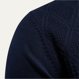 The Hebrides Men’s Casual Diamond Pattern Knit Polo Sweater