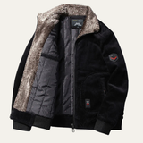 The Alassio Men’s Corduroy Jacket – Fleece Lined Winter Zip Up Coat with Fur Collar