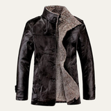 The La Spezia Men’s Leather Jacket – Warm Fleece Lined Winter Coat with Stand Collar