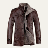 The La Spezia Men’s Leather Jacket – Warm Fleece Lined Winter Coat with Stand Collar