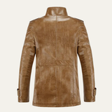 The La Spezia Men’s Leather Jacket – Warm Fleece Lined Winter Coat with Stand Collar