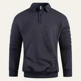 The Ayr Men's Casual Polo Sweatshirt with Front Pocket