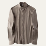 The Rockwell Men’s Thick Flannel Shirt – Long Sleeve Stand Collar Casual Top