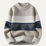 The Belluno Men’s Warm Winter Pattern Cashmere Sweater – Khaki