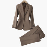 Blazer Set for Women with Lapel and Button Placket in Front