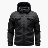 Men's Zip-Up Hooded Jacket with Multiple Pockets