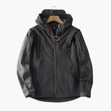 Men's Hooded Jacket with Zipper and Arm Pockets