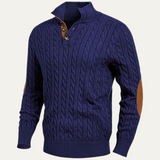 The Stamford Men's Cable Knit Collar Stand Sweater