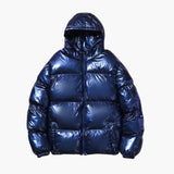 Shiny Men's Puffer Jacket with Hood – Warm & Modern