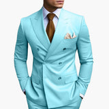 Men's Suit with Notched Lapel and Double-Breasted Design