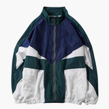 Men's Bomber Jacket with Zipper and Color Block Design