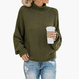 Women's sweater with high neckline and ribbed hem