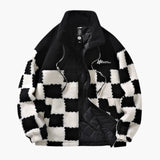 Men's Jacket Checkered Pattern with Zipper