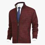 Men's Zip Cardigans with Stand-Up Collar and Ribbed Cuffs