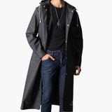 Men's Raincoat with Hood and Full Button Closure