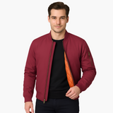 Men's Bomber Jacket with Zipper and Ribbed Cuffs