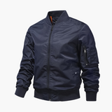 Men's Bomber Jacket with Zipper and Sleeve Pocket