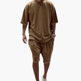 Men's Summer Two-Piece Set with Drawstring Shorts and Oversized Shirt