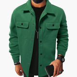 Men's shirt with button placket, chest pockets, and long sleeves